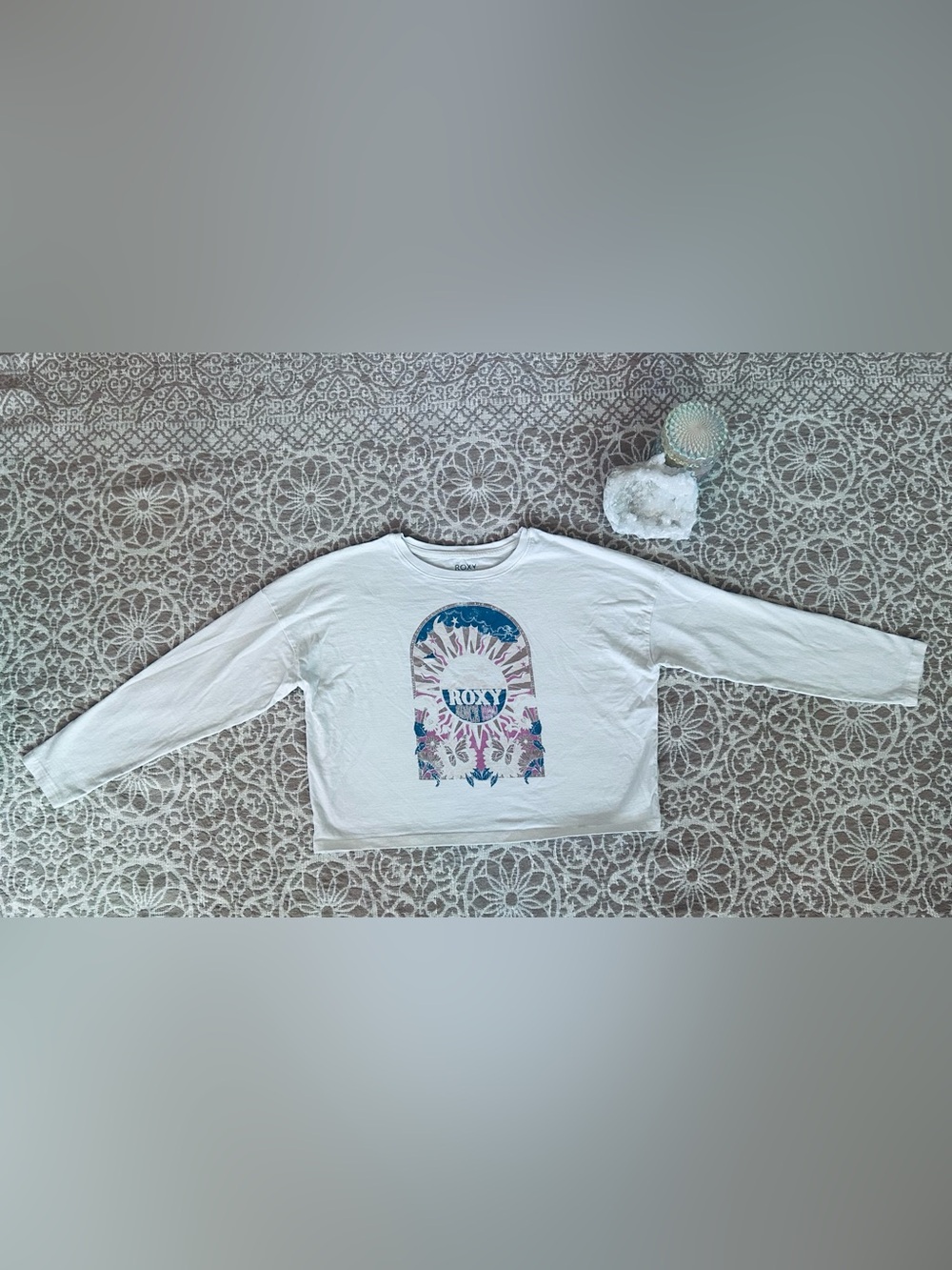Roxy White Long-Sleeve Graphic Tee for Girls